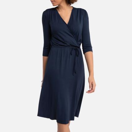 Collections Vestido efeito envelope, em malha jersey