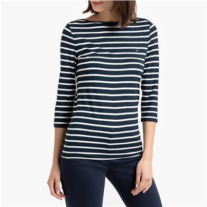 Camisola com decote à barco, mangas 3/4