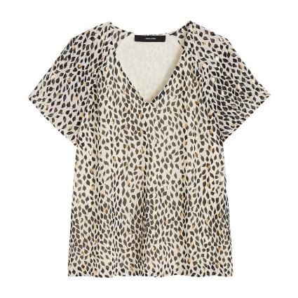 Blusa fluida de mangas curtas, fio dourado
