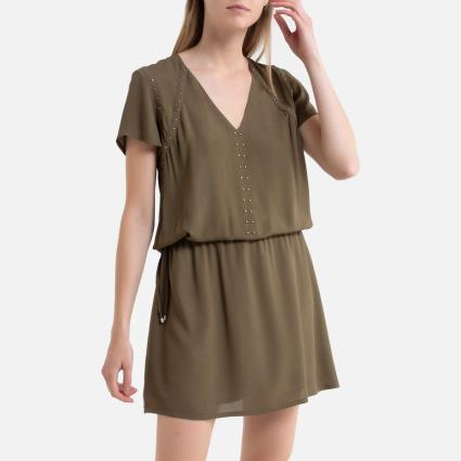 Vestidos curtos BR30015  Cáqui Disponível em tamanho para senhora. FR 34,FR 38,FR 40.Mulher > Roupas > Vestidos