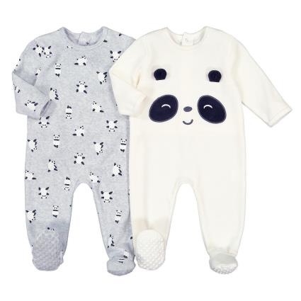 Collections Lote de 2 pijamas, em veludo, 0 meses-3 anos
