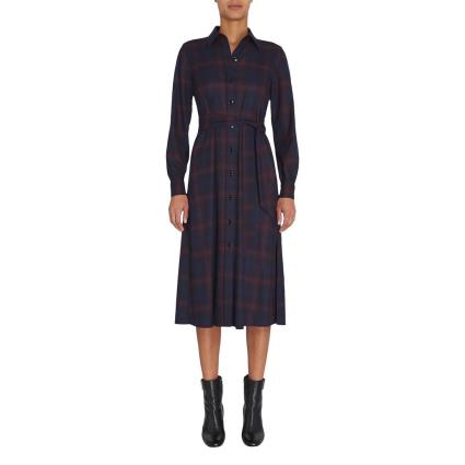 Vestido tipo camisa aos quadrados