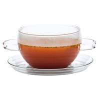 Taça de vidro com 2 pegas e placa de panela quente 1 unidade - Trendglas