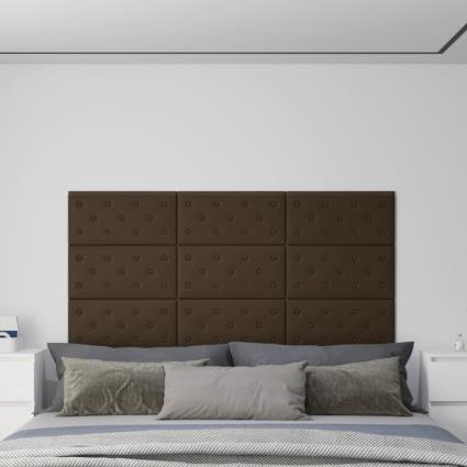 vidaXL Painel parede 12 pcs 60x30 cm couro artificial 2,16 m² castanho