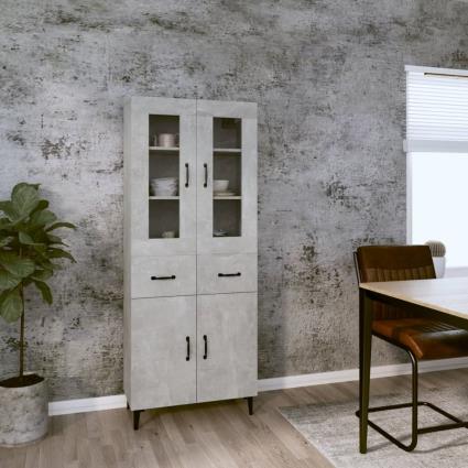 vidaXL Armário alto 69,5x34x180 cm derivados de madeira cinza cimento