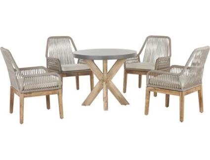 Conjunto de Jardim com Mesa BELIANI OLBIA (Cinzento- Fibra- 90x90x76 cm)