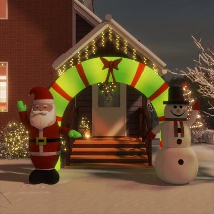 vidaXL Portão em arco de Natal insuflável com luzes LED 270 cm