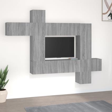 vidaXL Conjunto móveis de TV 10 pcs madeira processada sonoma cinza