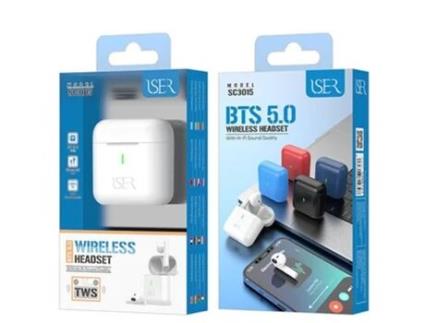 Auriculares Wireless S/ Fio Para Telemóvel Iser Sc3015 (Branco)