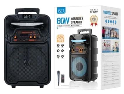 Coluna Wireless Portátil Com Luz Led Sf4007 ISER Preto