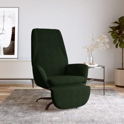 vidaXL Cadeira de descanso com apoio de pés veludo verde-escuro