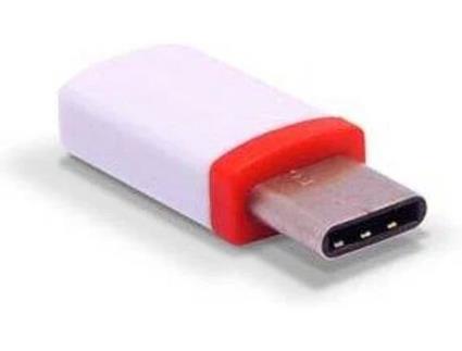 Adaptador Micro USB 3GO A201 Micro USB Fêmea - USB Tipo-C Macho/Branco e Vermelho