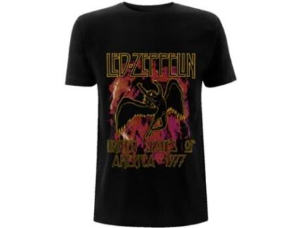 T-Shirt ROCK OFF Led Zeppelin - Black Flames Preto (Tamanho: L)