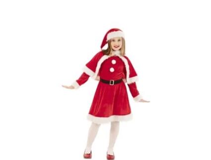 Fato de Menina EUROCARNAVALES Clássico Mãe Natal Com Chapéu (3-4 anos)