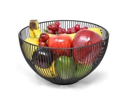 Fruteira de Metal Revestido com Pó Preto