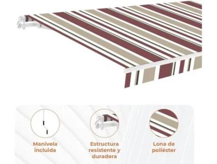 Toldo Manual Completo SMARTSUN Lona de Poliéster (Bordeaux e Bege - 3x2m)