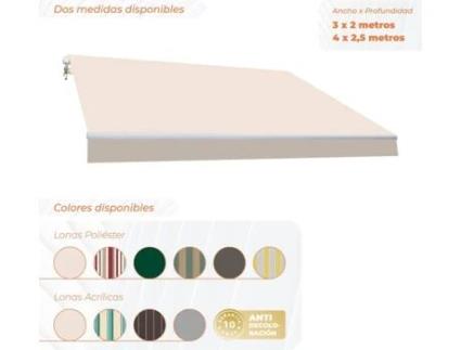 Toldo Manual Completo SMARTSUN Lona de Poliéster (Cru - 3x2m)