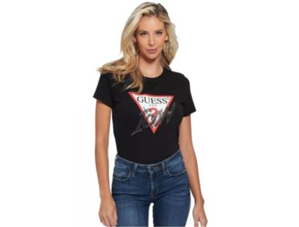 T-shirt GUESS JEANS Mulher Algodão Reciclado (S - Preto)
