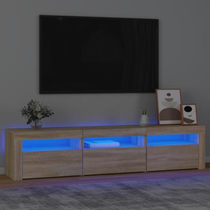 vidaXL Móvel de TV com luzes LED 180x35x40 cm carvalho sonoma