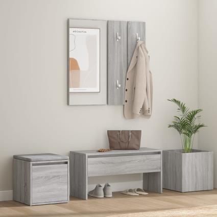 vidaXL Conjunto móveis de corredor derivados de madeira sonoma cinza