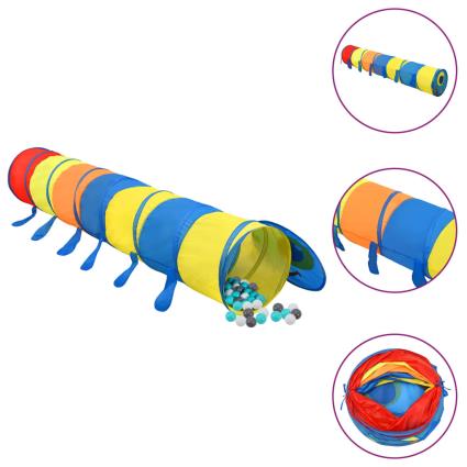 vidaXL Túnel de brincar infantil + 250 bolas 245 cm poliéster multicor