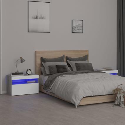 vidaXL Mesas cabeceira c/ LEDs 2 pcs 60x35x40 cm cinzento sonoma