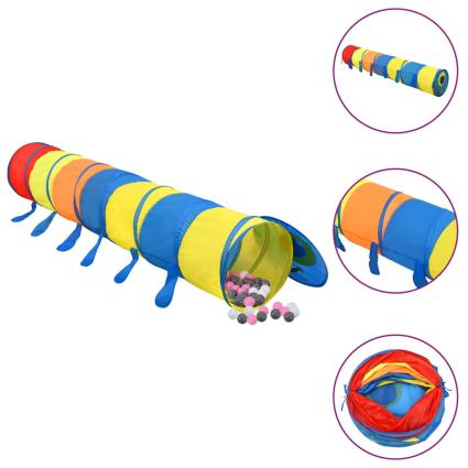 vidaXL Túnel de brincar infantil + 250 bolas 245 cm poliéster multicor