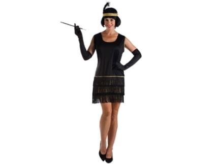 Fato de Mulher EL REY DEL CARNAVAL Charleston Preto  (M )