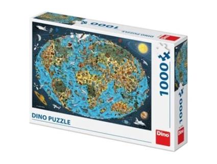 Puzzle 1000 Pcs Mapa Mundo Ilustrado Dino