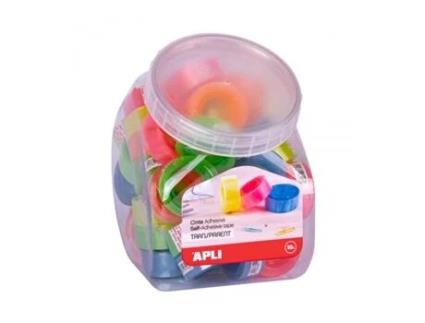apli expositor con 50 cintas adhesivas transparentes 19 mm x 20 m fuerte adhesion colores de mandriles surtidos - 18146