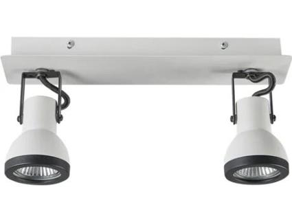 Candeeiro BELIANI de Teto 2 Luzes Metal Preto e Branco Baro