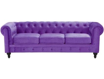 Sofá de 3 lugares em veludo violeta CHESTERFIELD