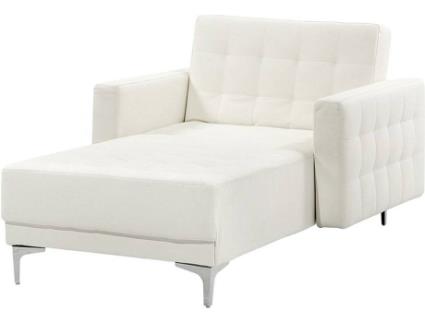 Sofá chaise longue reclinável em pele sintética branca ABERDEEN