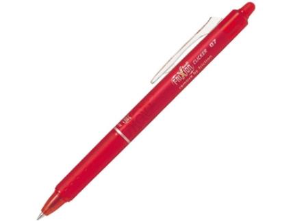 Esferográfica de Gel Retrátil FriXion Ball Clicker, Ponta Média de 0,7 mm, Corpo Vermelho de Plástico com Pega, Tinta Vermelha