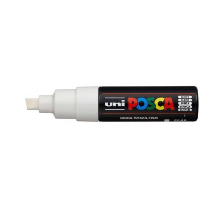 POSCA Marcador PC-8K, Ponta Larga Biselada 8 mm, Tecnologia Tinta Líquida, Branco