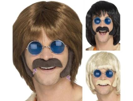 Adereços  Kit De Hippie: Patilhas E Bigode Castanho
