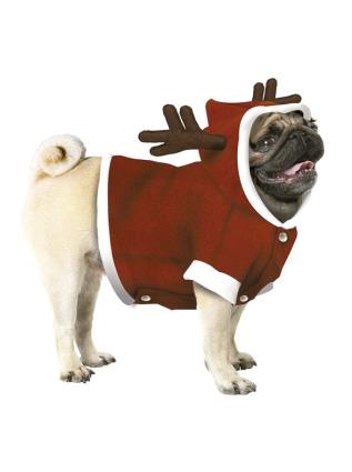 Fato de rena de Papai Noel para cachorro multicor S