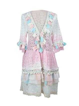 Vestido De Renda multicor L