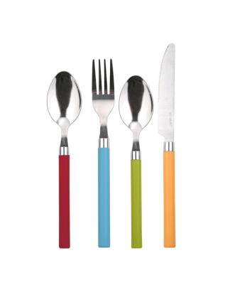 Cutlerteria 24 peças de aço inoxidável modelo feliz feliz multicor UNIQUE