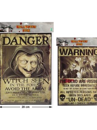 Cartaz para Halloween em 2 modelos variados 38 cm multicor UNIQUE