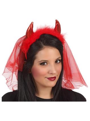 Véu com chifres e marabu multicor UNIQUE