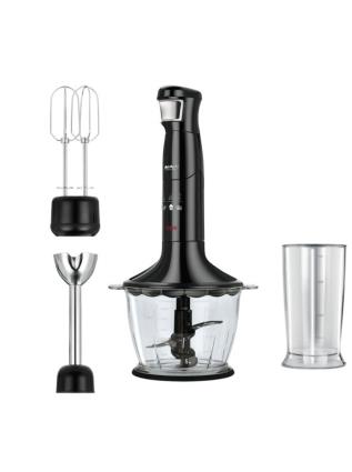 Set de Varinha Picador Multiusos Batedor, Velocidade Ajustável, lâminas Aço Inox preto UNIQUE