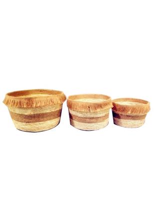 Conjunto De 3 Cestos Conjunto De 3 Unidades castanho UNIQUE
