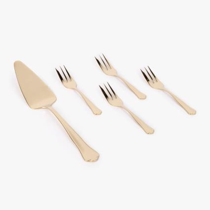 Talheres para servir bolo dourado (5 peças) MARIE