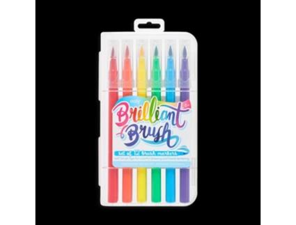 Conjunto 12 Canetas Ponta Pincel Brilliant Brush