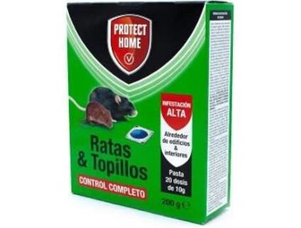 Protect Home Raticida En Pasta para Ratas Y Topillos 20 Dosis de 10 Grs. Control Completo