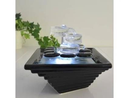 Fonte de Água ZEN'LIGHT Himalaya (Preto - 23x23x20 cm - Vidro, Cerâmica)