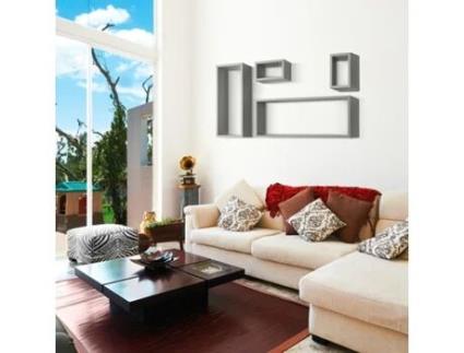 Conjunto de 4 prateleiras de parede de cubo retangulares prateleira moderna Merlino