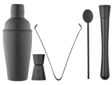 Conjunto 5 Acessórios para Cocktail LADELLE Aurora Mat Blk