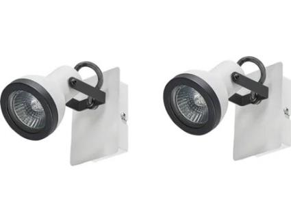 Conjunto de 2 Candeeiros BELIANI de Parede em Metal Preto e Branco Baro